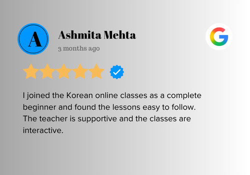 Ashmita Mehta Korean Classes Review